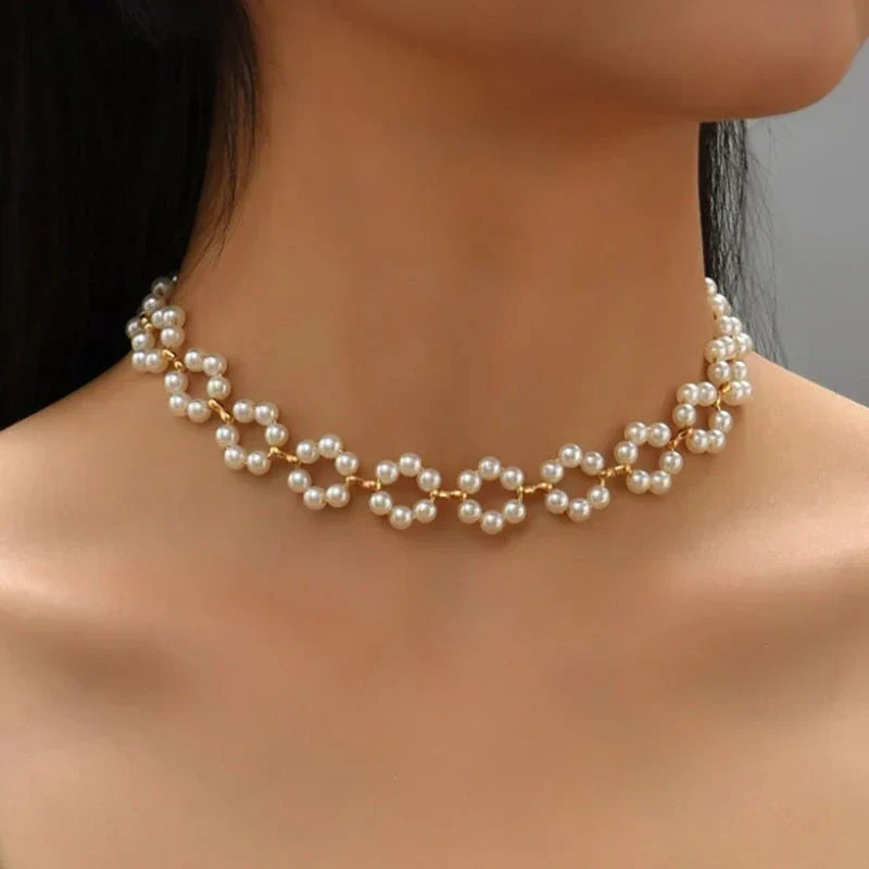 Ins Pearl Flower Clavicle Necklace ( UAE Delivery Time: 1-3 Days )