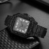 Straight European Hip Hop Diamond Quartz Wrist Watch  ( UAE Delivery Time: 1-3 Days )